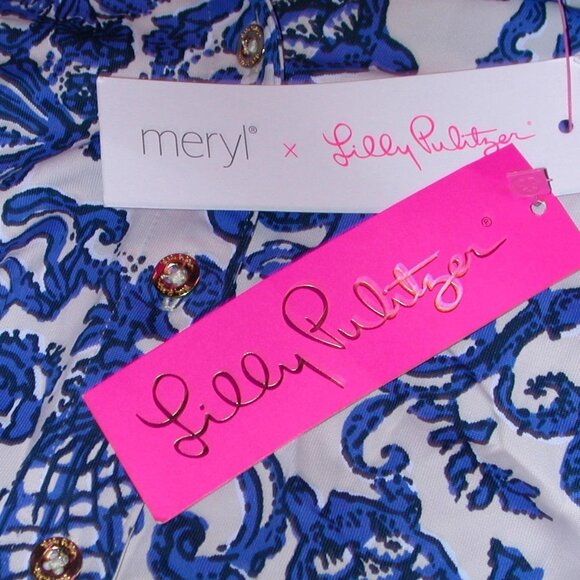 Lilly Pulitzer Chillylilly Marlena Upf 50+ Button Down Top Size XS NWT $178 - Picture 3 of 9